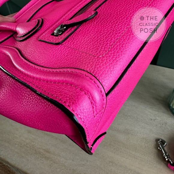 ❌SOLD❌ EUC Rare Celine Nano Luggage Fluo Pink Gold Crossbody Bag Tote - Picture 7 of 13